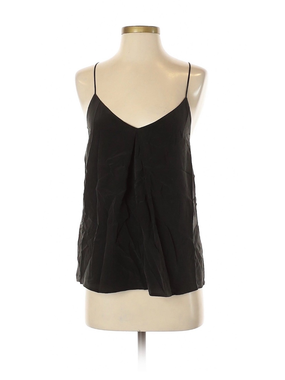 Black Silk Spaghetti Strap Cami Top